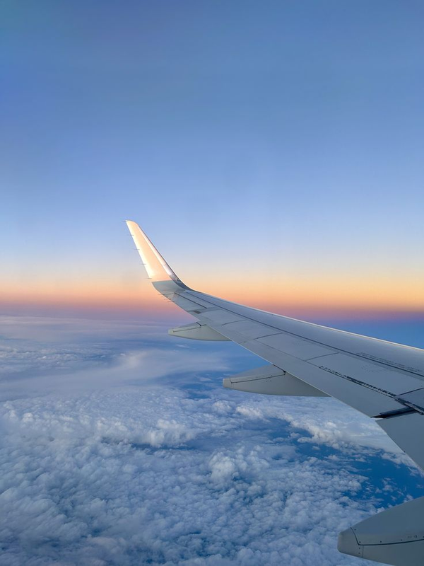 View from an aeroplane above the clouds
