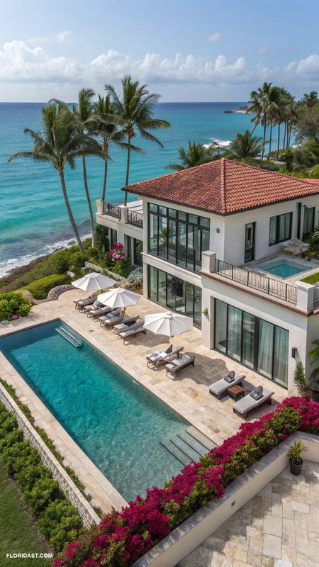 Villa with a pool beside the sea